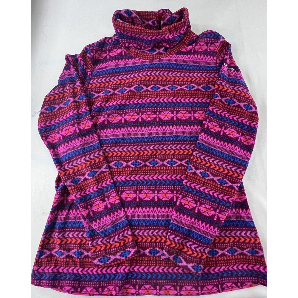 Columbia Womens Medium Multicolored Aztec Print Fleece Long Sleeve Turtleneck